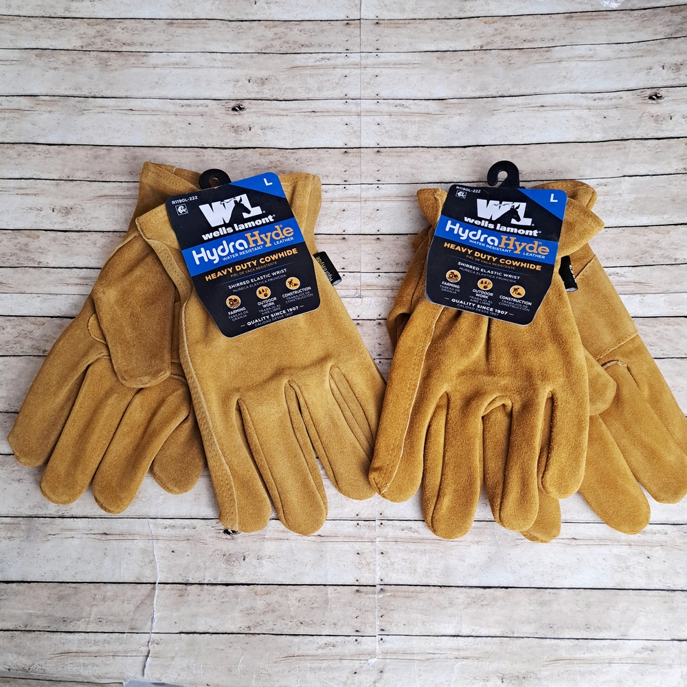 2 Pairs Wells Lamont Men's HydroHyde Cowhide Gloves - Tan